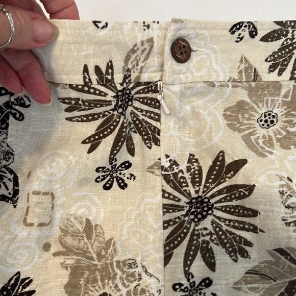 Christopher & Banks sz10 Aline brown/tan/cream flowered back zip skirt w/pockets - Picture 8 of 12